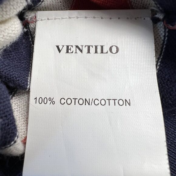 Armand Ventilo Sweater Women’s XS Striped 3/4 Sleeve Beaded Neck Accent Cotton - Picture 11 of 16